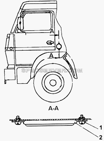 Установка световозвращателей на кабине для КамАЗ-43114 (список запасных частей)