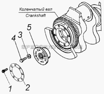 Установка полумуфты отбора мощности для КамАЗ-43114 (список запасных частей)