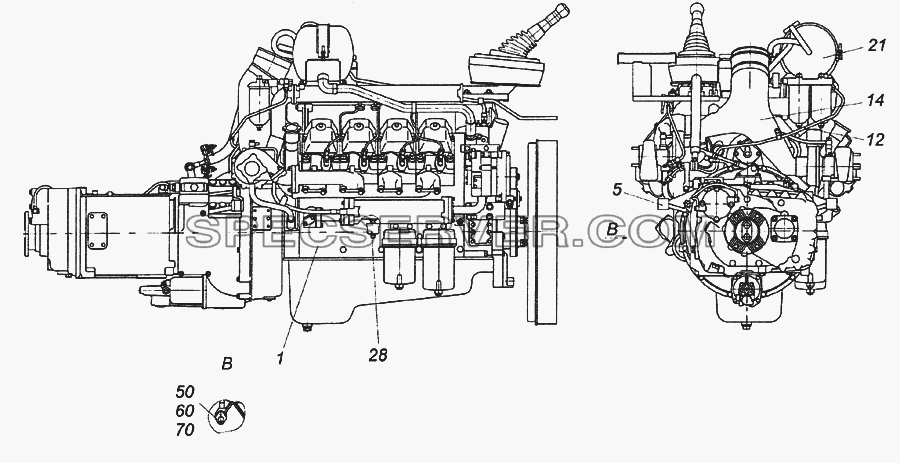 6520-1000263-10 Агрегат силовой 740.60-360, укомплектованный для установки на автомобиль для КамАЗ-6520 (Euro-2, 3) (список запасных частей)
