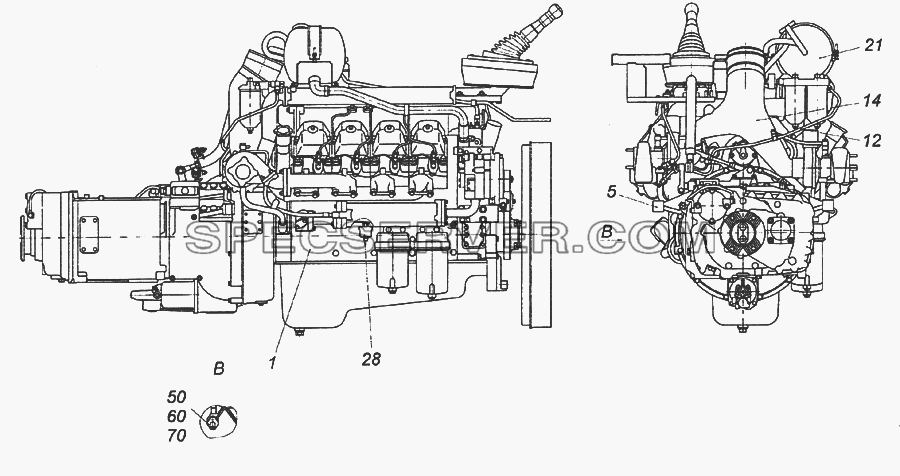 6522-1000263-10 Агрегат силовой 740.61-320, укомплектованный для установки на автомобиль для КамАЗ-6520 (Euro-2, 3) (список запасных частей)