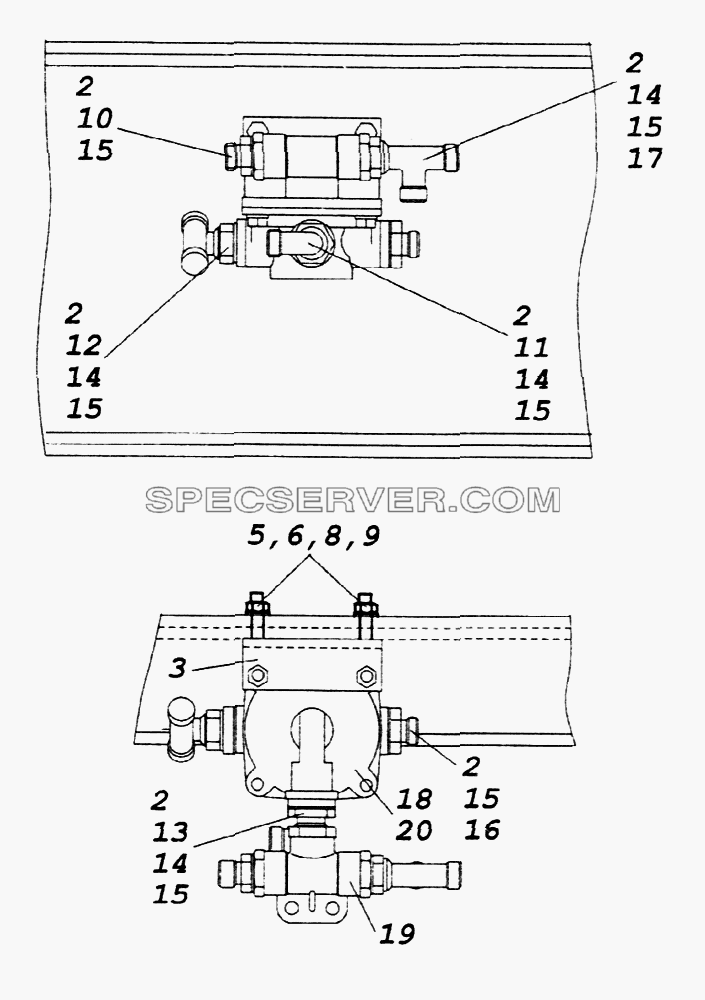 Установка ускорительного клапана для КамАЗ-65226 (список запасных частей)