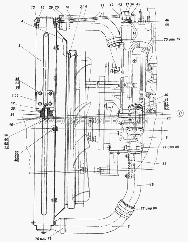 Установка радиатора и уплотнителей радиатора для КамАЗ-5460 (список запасных частей)