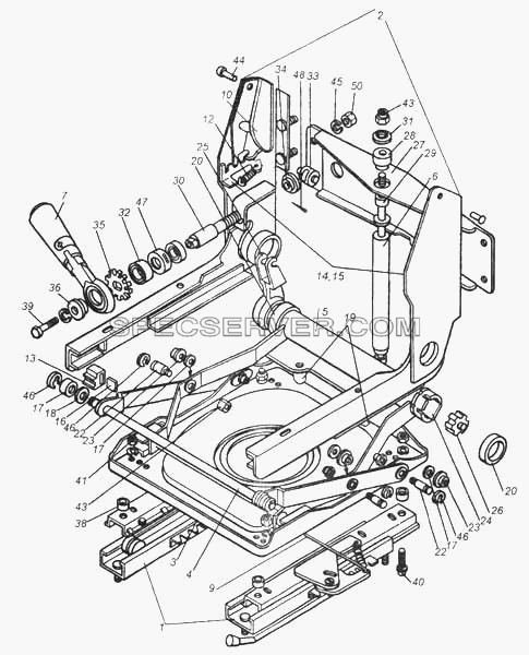 Механизм подрессоривания сиденья водителя для КамАЗ-5460 (список запасных частей)