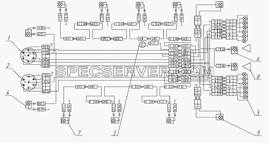 Электрооборудование для СЗАПА-9328 (2005) (список запасных частей)