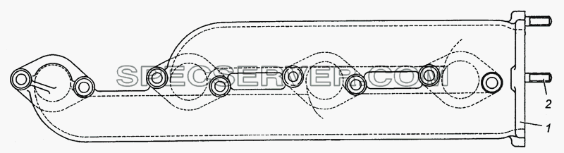 7403.1008021 Коллектор выпускной левый в сборе для КамАЗ-53501 (6х6) (список запасных частей)