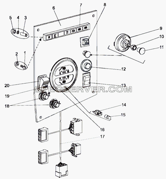 Панель приборов шасси 7429-3800009 для МЗКТ-751652 (список запасных частей)