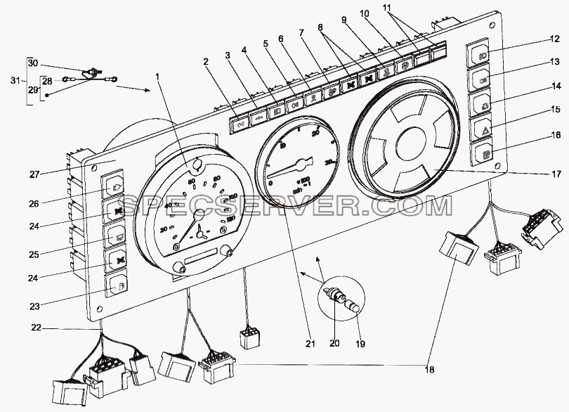 Панель приборов двигателя 7429-3800001 для МЗКТ-751652 (список запасных частей)