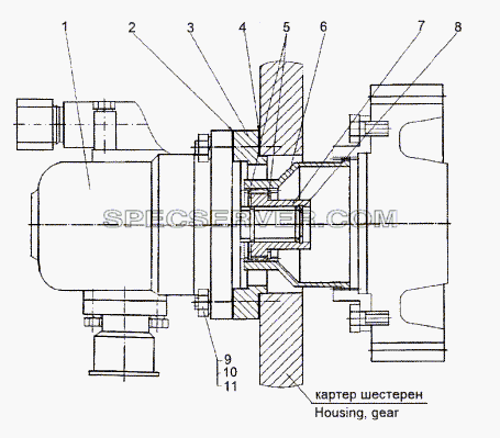 Установка насоса гидроусилителя для МЗКТ-652511 (список запасных частей)