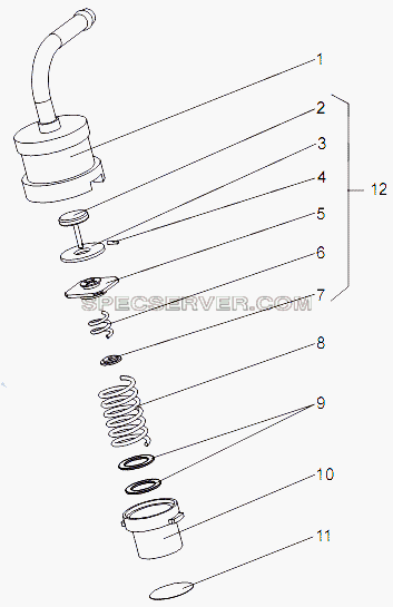Клапан редукционный 7929-1304010 для МЗКТ-79091 (список запасных частей)