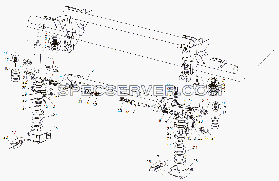 Подрессоривание кабины переднее для МЗКТ-79097 (список запасных частей)