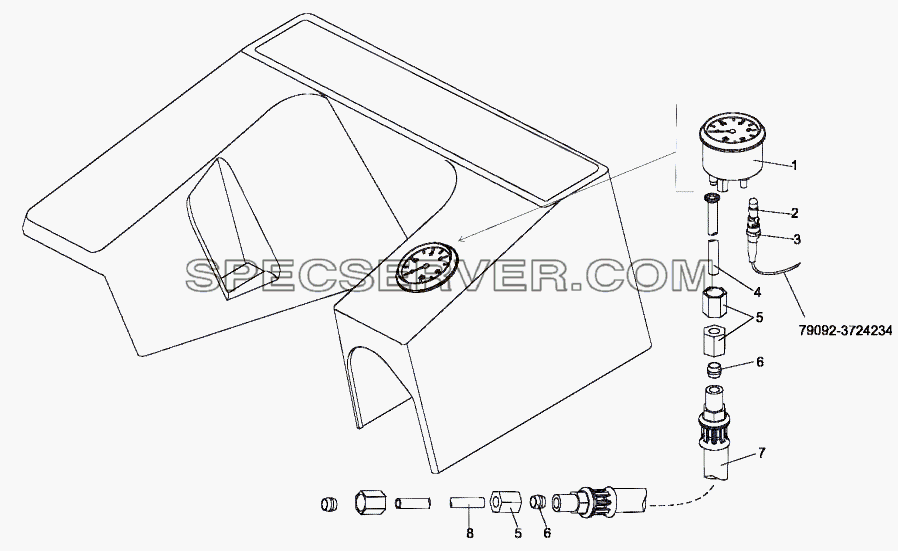Установка шинного манометра для МЗКТ-79097 (список запасных частей)