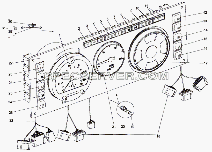Панель приборов двигателя 75165-3800001 для МЗКТ-75165 (список запасных частей)