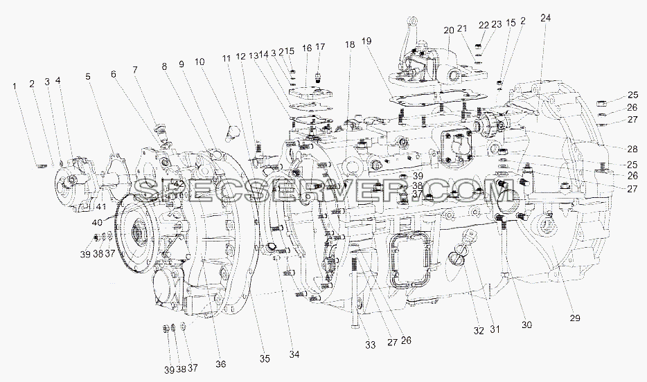 Коробка передач 202-1700050-04 для МЗКТ-7429 (список запасных частей)