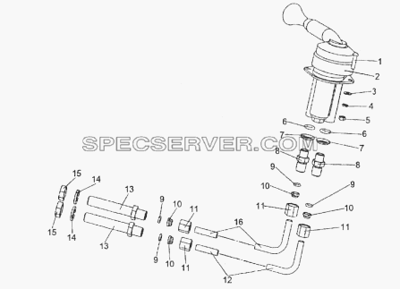 Установка крана стояночного тормоза для МЗКТ-74296 (список запасных частей)