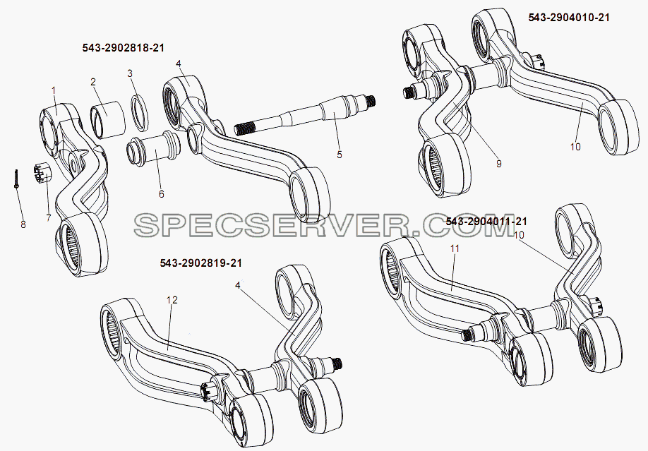 Рычаги подвески нижние передние для МЗКТ-7930-200 (список запасных частей)