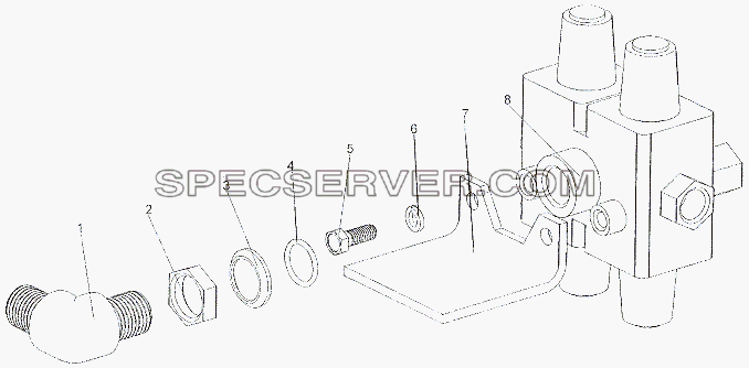 Установка клапана защитного четырехконтурного для МЗКТ-79011 (список запасных частей)