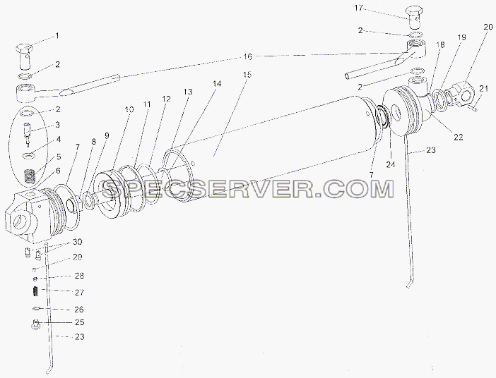 Цилиндр гидравлический 79092-5003010-10 для МЗКТ-79011 (список запасных частей)