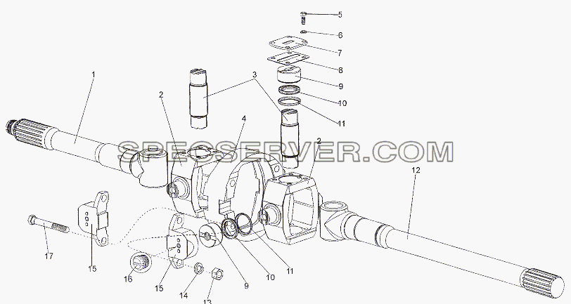 Шарнир поворотного кулака 6527-2304060 для МЗКТ-79011 (список запасных частей)