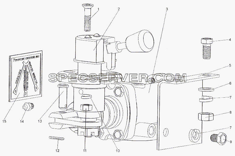 Установка крана накачки шин для МЗКТ-79011 (список запасных частей)
