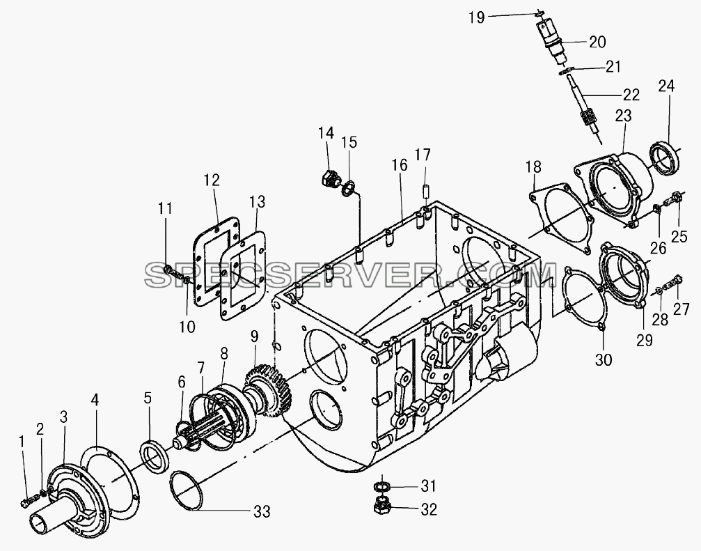 Картер коробки передач для EQ-1074 (список запасных частей)