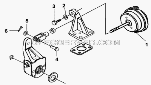 Установка тормозной камеры переднего левого тормоза для DFL-3251A (список запасных частей)