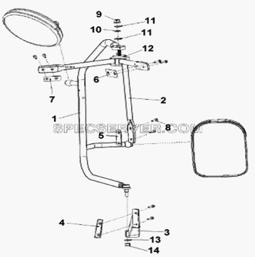 Кронштейн правого бокового зеркала заднего вида для DFL-3251A (список запасных частей)