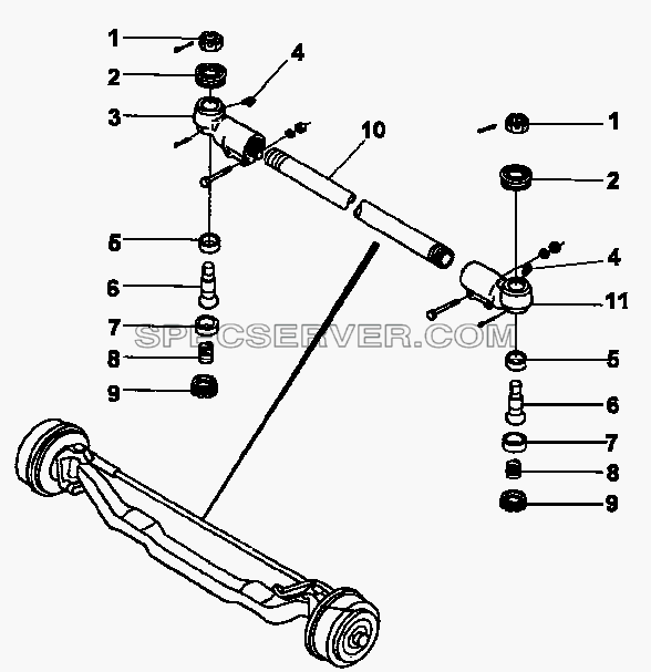 3413A-K0400 Поперечная рулевая тяга для DFL-3250A1-K09-003-01 (список запасных частей)