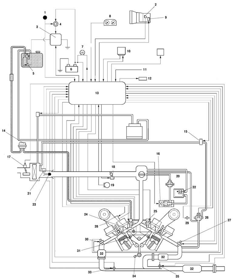 Диаграмма системы управления двигателем 1MZ-FE новой Camry