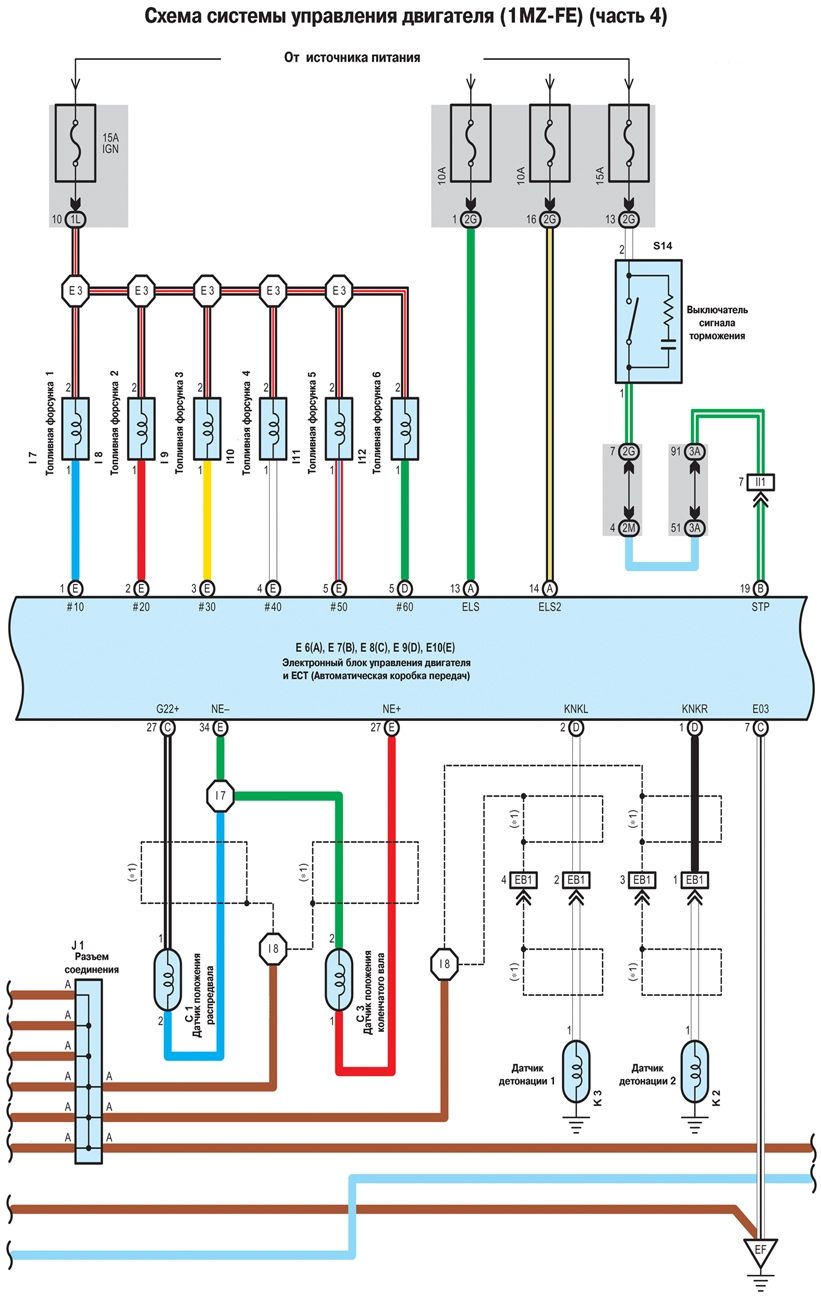 Схема системы управления двигателя (1MZ-FE) - часть 4