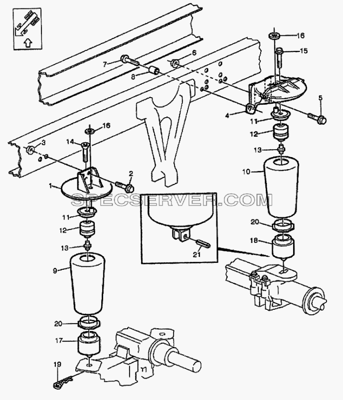 Пневматическая подвеска RADT-A6, RAL18, СНН900 для FH12 (список запасных частей)
