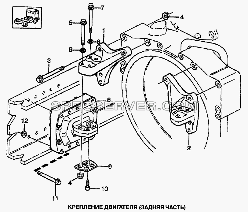 Крепление двигателя (задняя часть) для FH12 (список запасных частей)