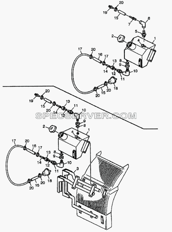 Топливный бак стояночного отопителя (арматура подключения) для FH12 (список запасных частей)