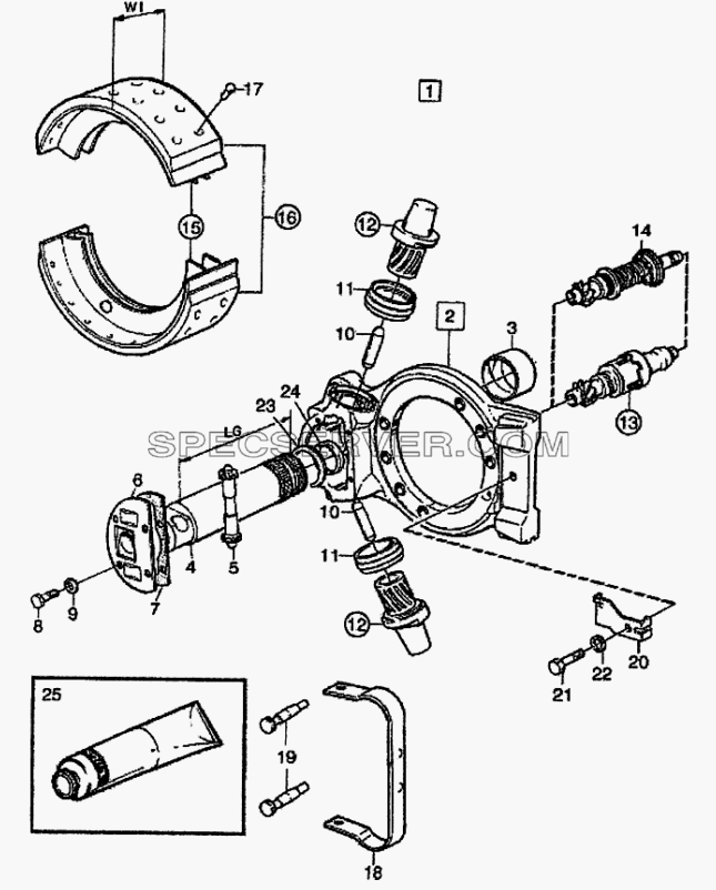 Детали колесного тормоза для FH12 (список запасных частей)