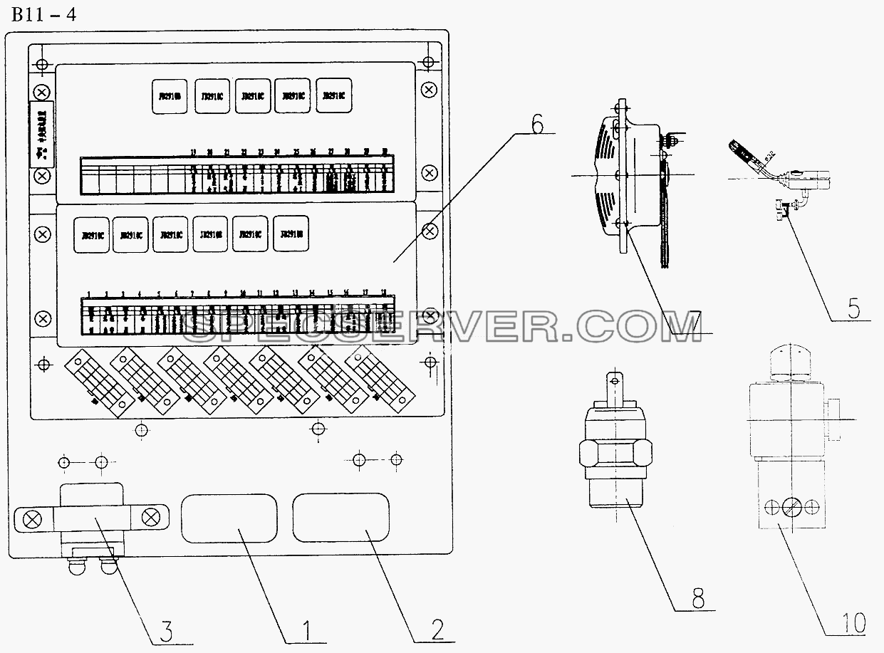 IMPLEMENT CARRIER II FOR CENTERAL CONTROL ELECTRICAL SYSTEM (B11-4) для Sinotruk 6x4 Tipper (336) (список запасных частей)