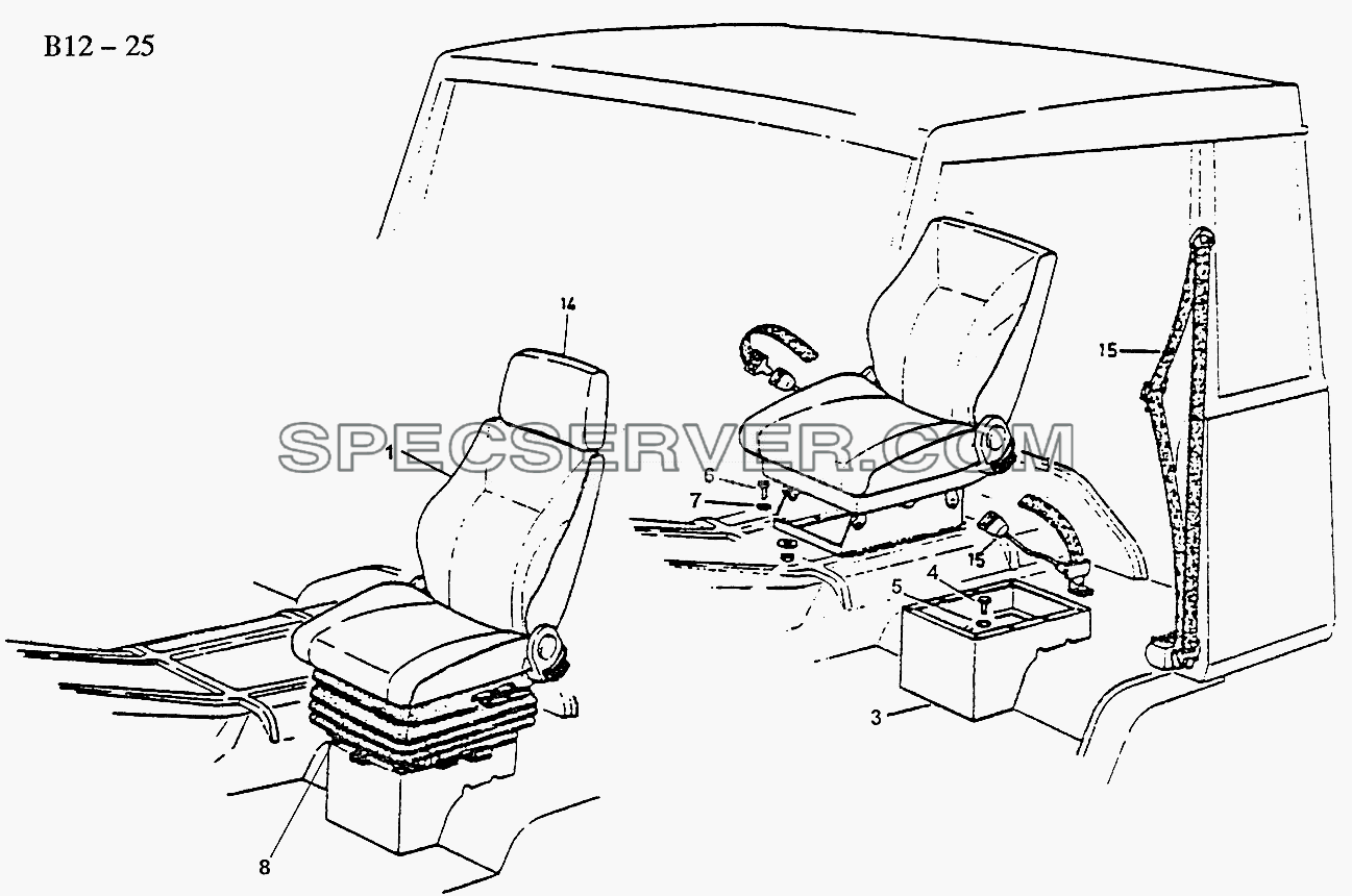 SEATS, SAFETY BELT FOR DRIVER (B12-25) для Sinotruk 6x4 Tipper (336) (список запасных частей)