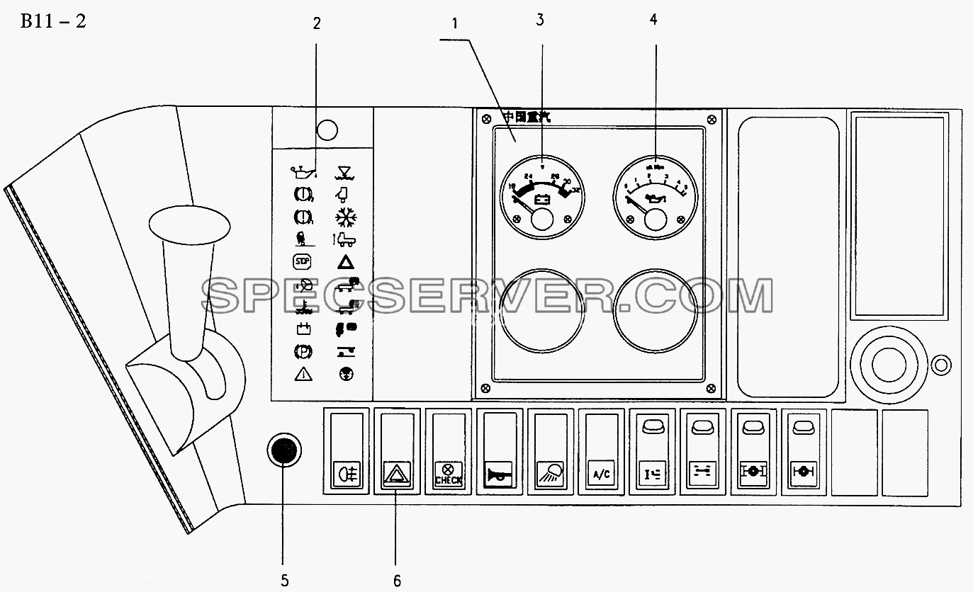 CENTRAL CONTROL ELECTRICAL DASHBOARD II (B11-2) для Sinotruk 6x4 Tipper (371) (список запасных частей)