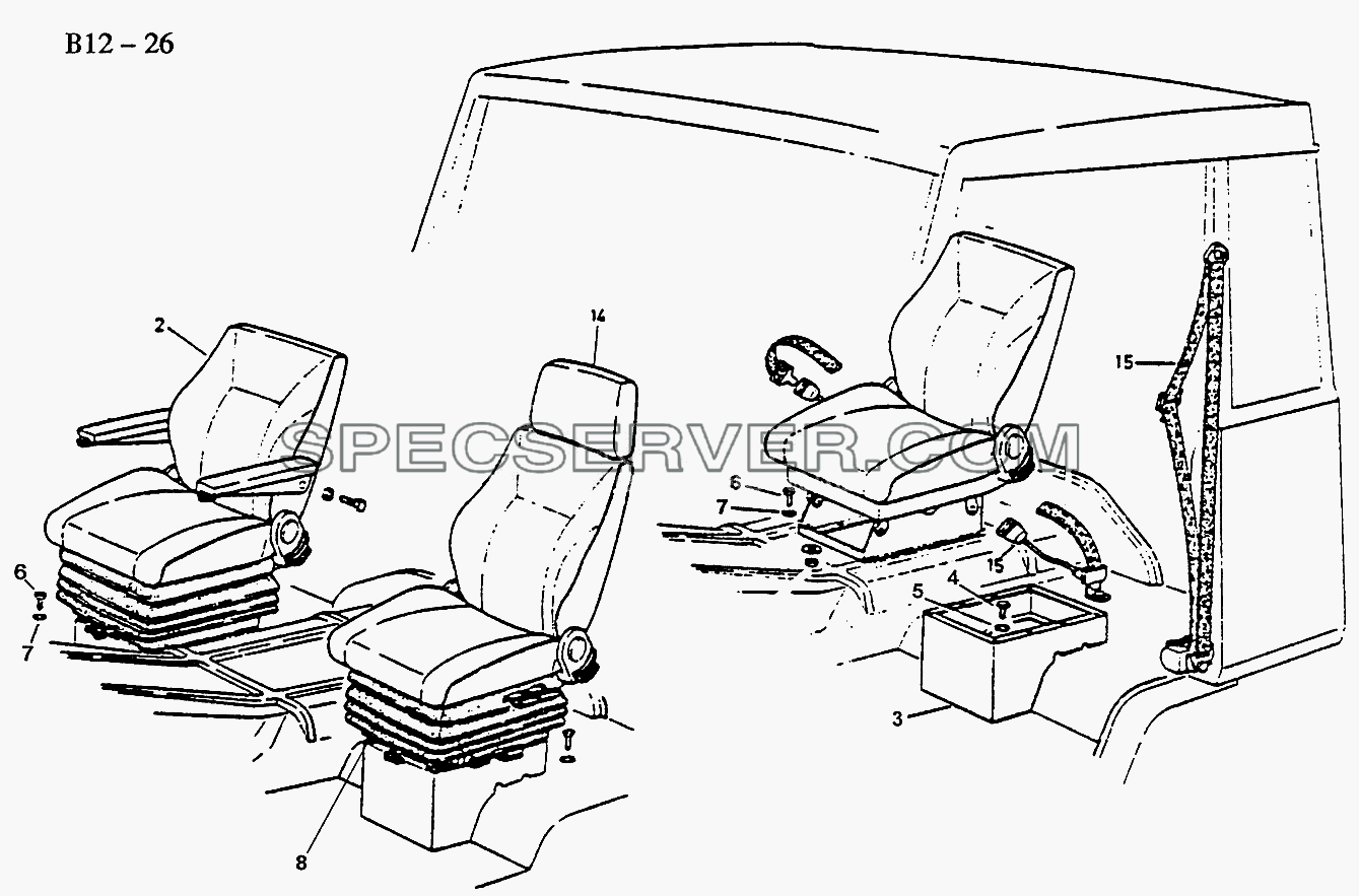SEATS, SAFETY BELT FOR CO-DRIVER (B12-26) для Sinotruk 6x4 Tipper (371) (список запасных частей)