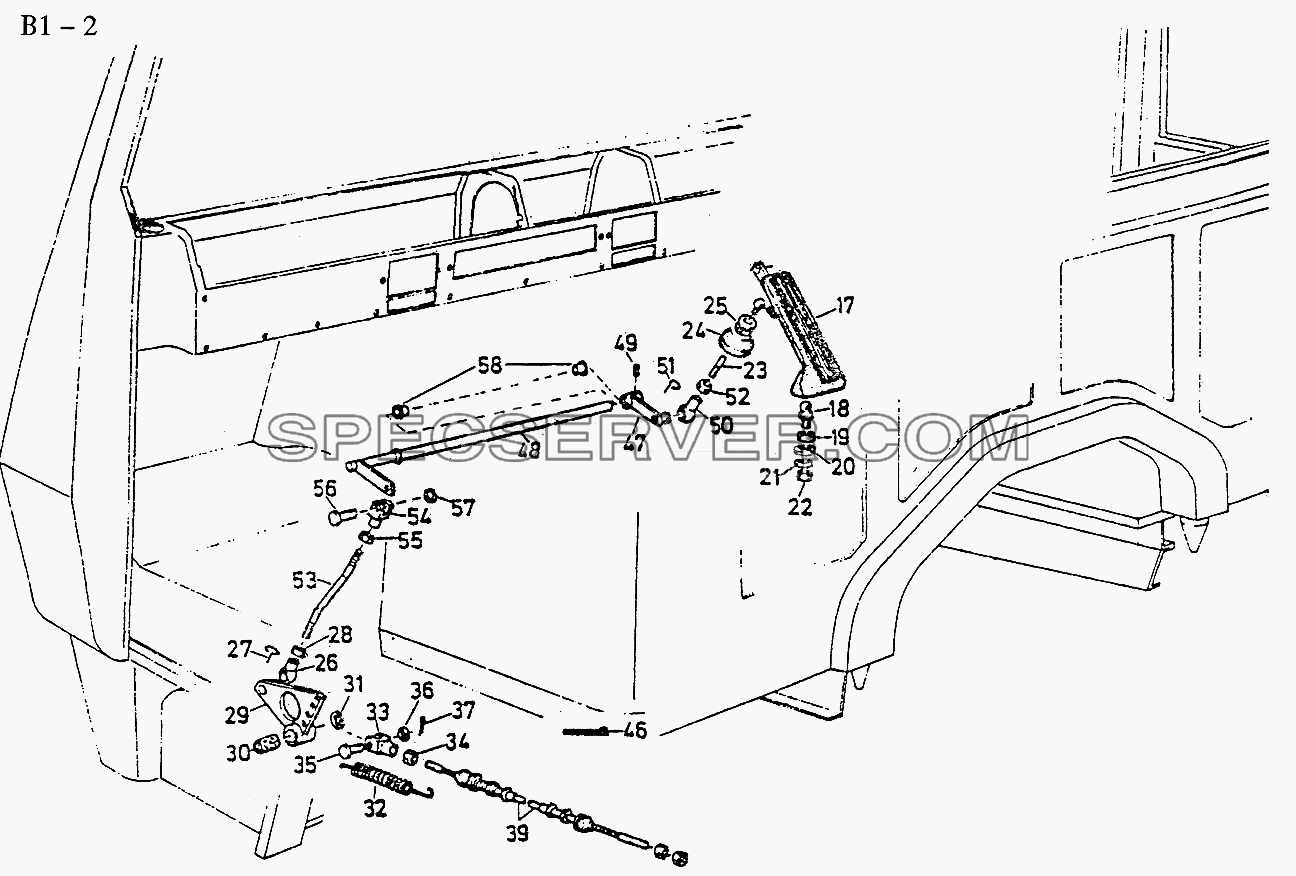 OPERATING LEVER FOR DRIVE RIGHT (B1-2) для Sinotruk 6x4 Tipper (371) (список запасных частей)