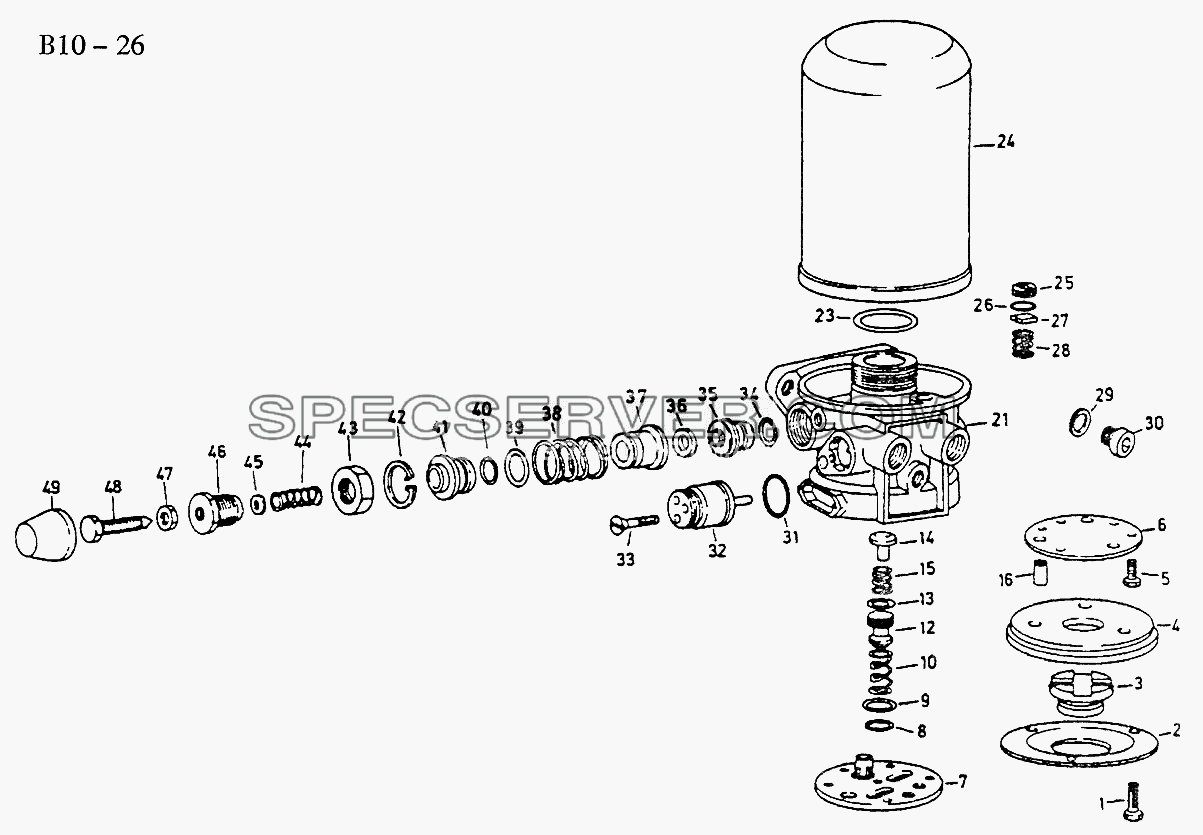 AIR DRYER (B10-26) для Sinotruk 6x4 Tipper (371) (список запасных частей)