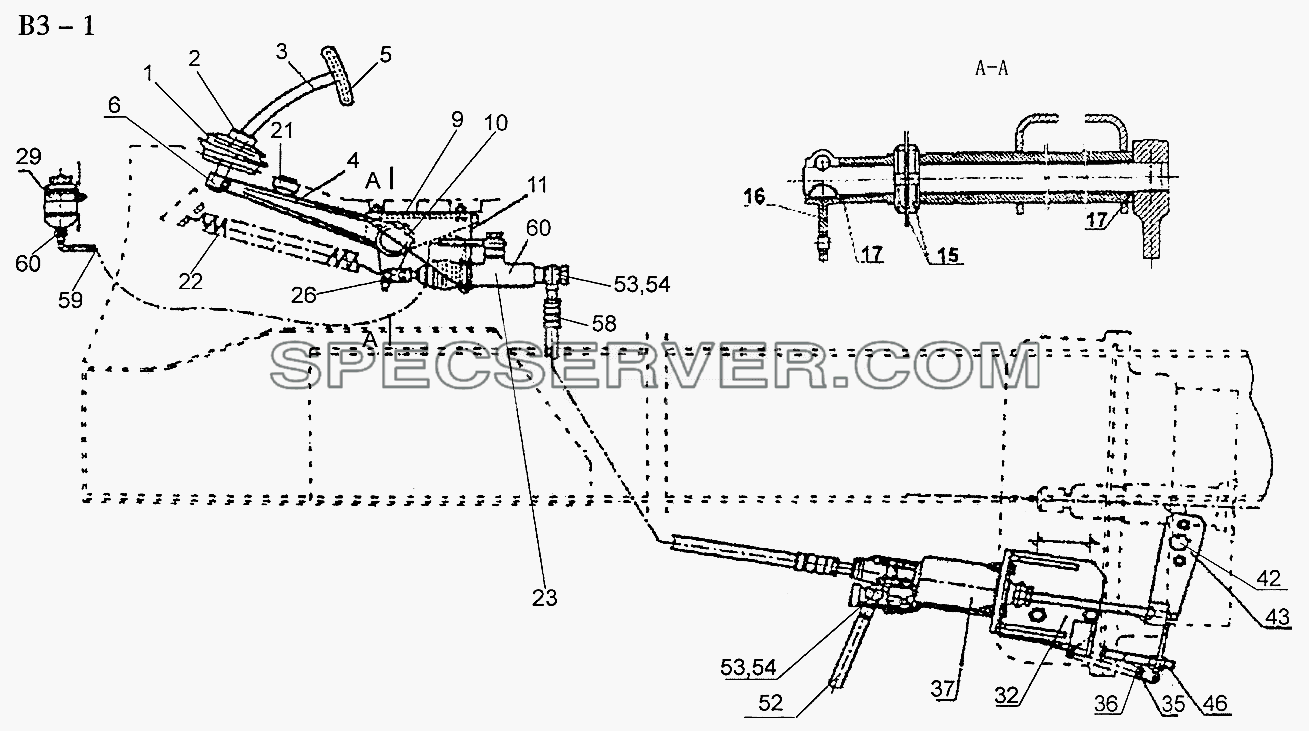 THE OPERATION SYSTEM OF Ф420MM CLUTCH (B3-1) для Sinotruk 8x4 Tipper (336) (список запасных частей)