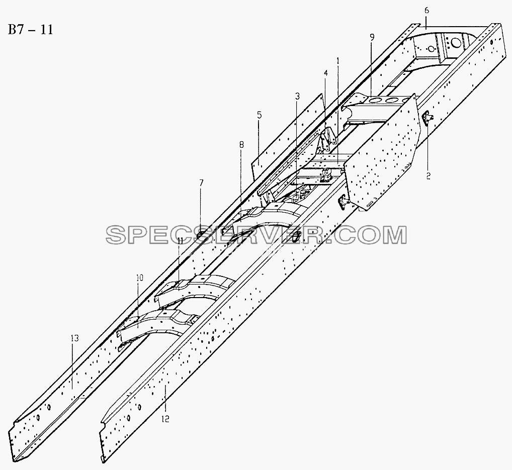 CHASSIS FRAME FOR B30/8x4/1330 (B7-11) для Sinotruk 8x4 Tipper (336) (список запасных частей)