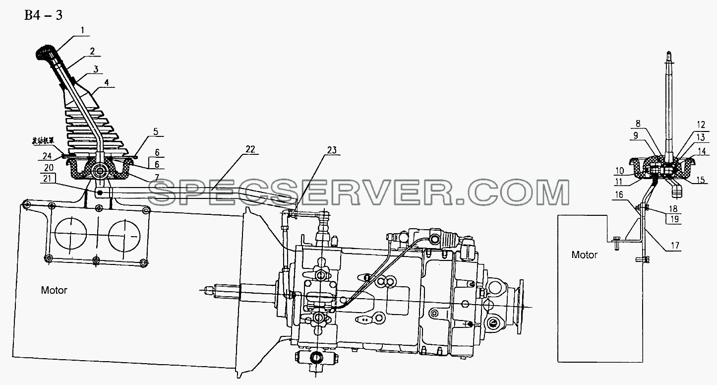 ZF GEAR-CHANGE SYSTEM (B4-3) для Sinotruk 6x4 Tractor (371) (список запасных частей)