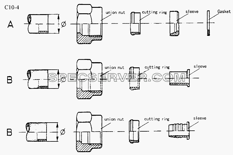 CONNECTOR FOR LINE B (C10-4-2) для Sinotruk 4x2 Tractor (371) (список запасных частей)