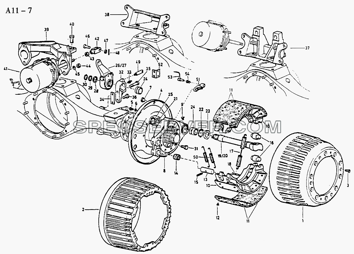 REAR BRAKE (A11-7) для Sinotruk 4x2 Tractor (371) (список запасных частей)