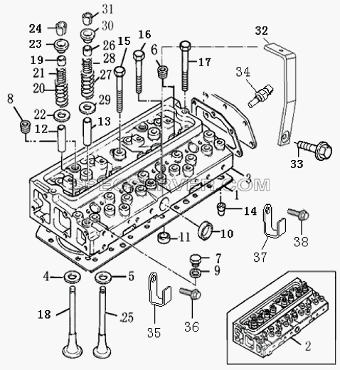 1S10411000101 Двигатель в сборе (головка цилиндра) для BJ1041, BJ1069 (Ollin) (список запасных частей)