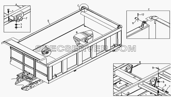 Cargo body and auxiliary frame installation для Foton-BJ3251DLPJB (список запасных частей)