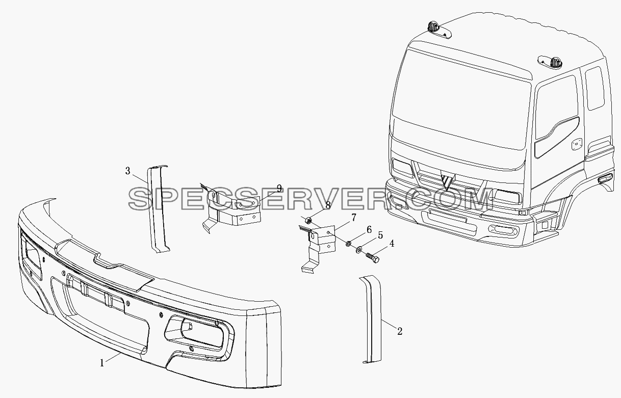 Бампер передний для Foton-BJ1099 (список запасных частей)