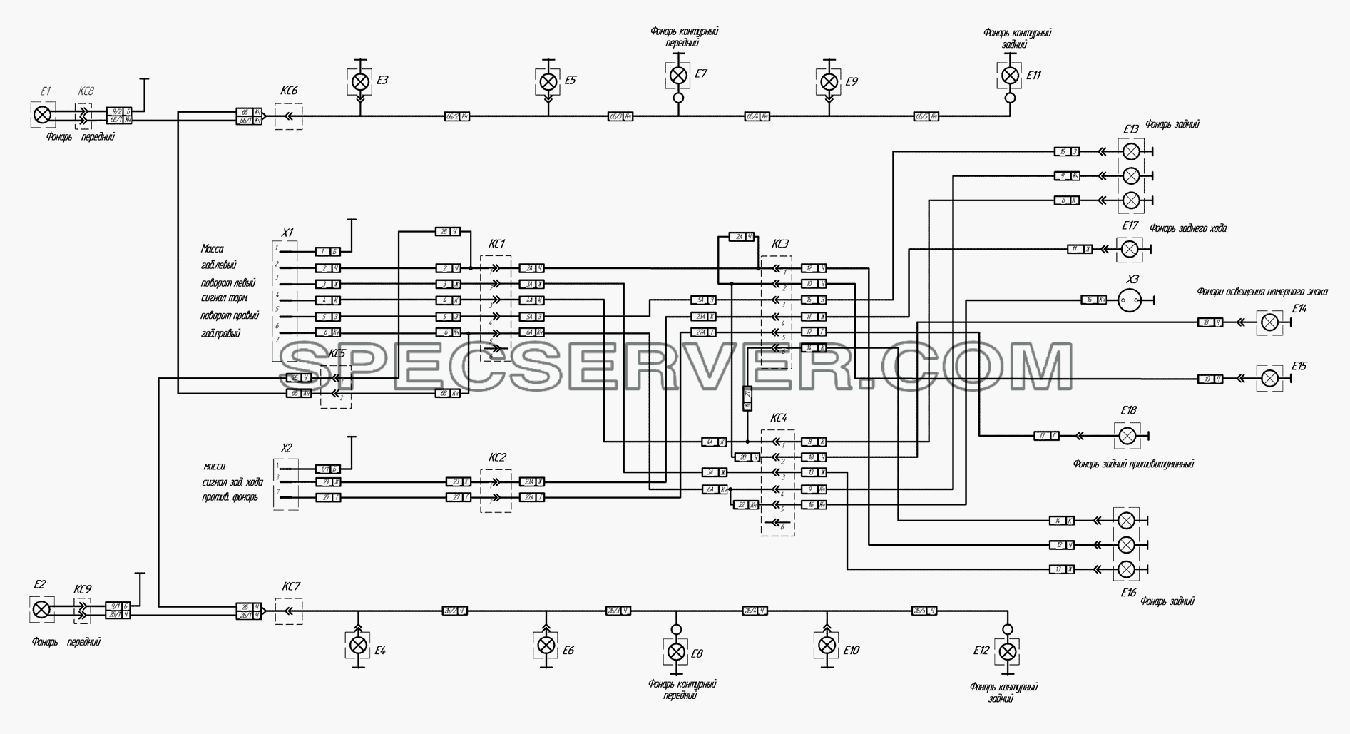 Схема электрическая соединений 8332-3700010ЭЧ для НефАЗа-8332 (2010) (список запасных частей)