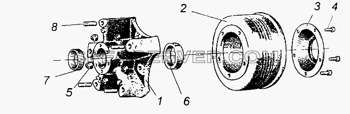 Ступица с тормозным барабаном для бездискового колеса (для модификаций с двускатной ошиновкой) для НефАЗа-8332 (список запасных частей)