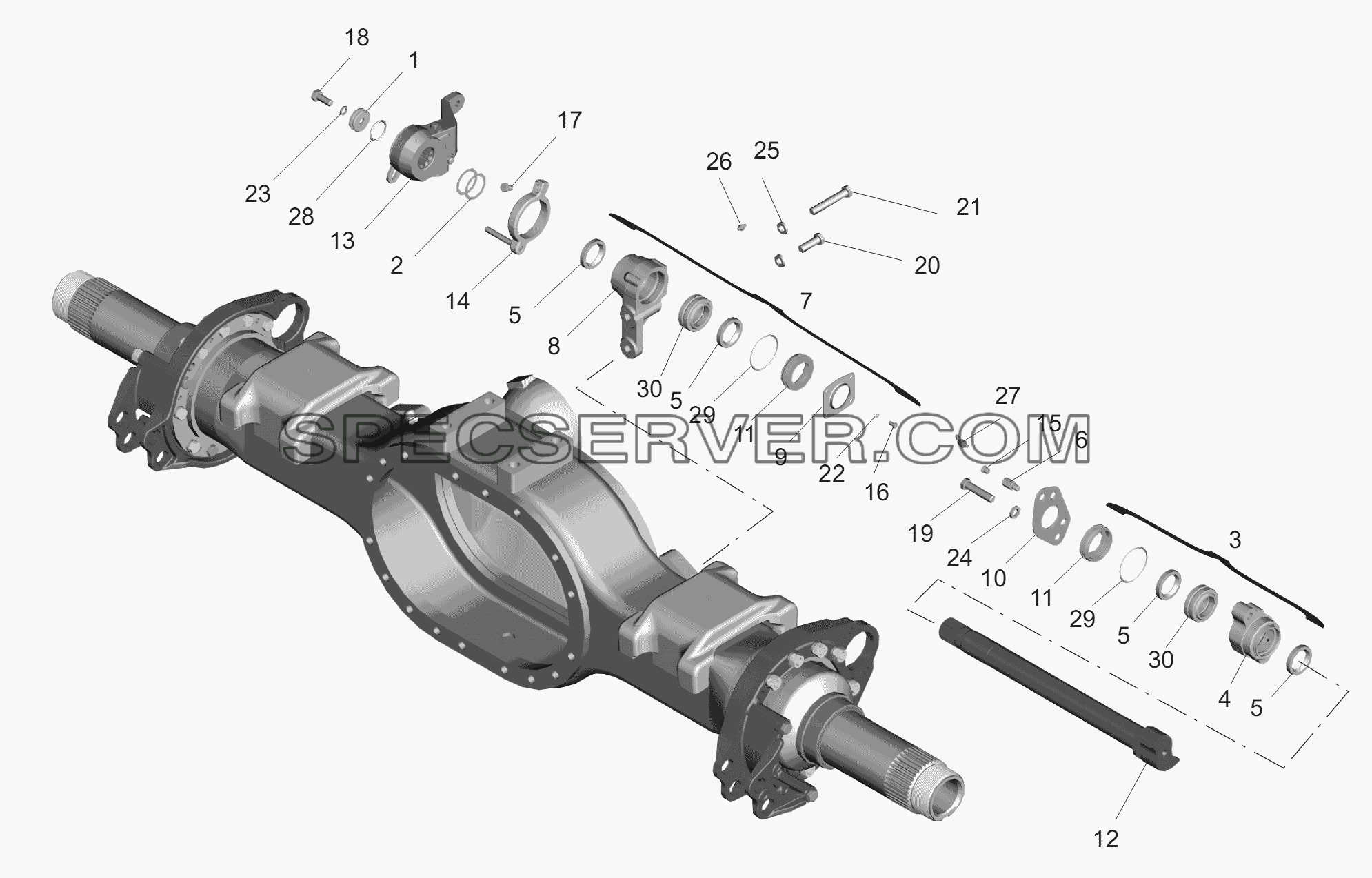 Привод тормозного механизма задних колес для МАЗ-6430A8 (5440A8, 5440A5) (список запасных частей)